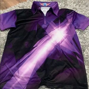 Women’s size M purple patterned bowling shirt